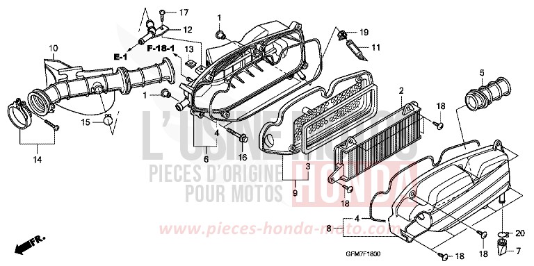FILTRE A AIR de NHX 110 Lead COSMIC SILVER METALLIC (NHA19) de 2008